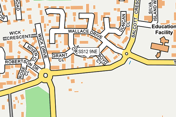 SS12 9NE map - OS OpenMap – Local (Ordnance Survey)