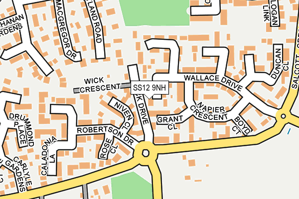 SS12 9NH map - OS OpenMap – Local (Ordnance Survey)