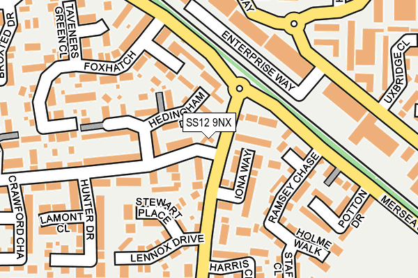 SS12 9NX map - OS OpenMap – Local (Ordnance Survey)