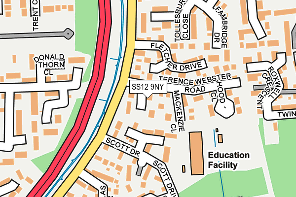 SS12 9NY map - OS OpenMap – Local (Ordnance Survey)