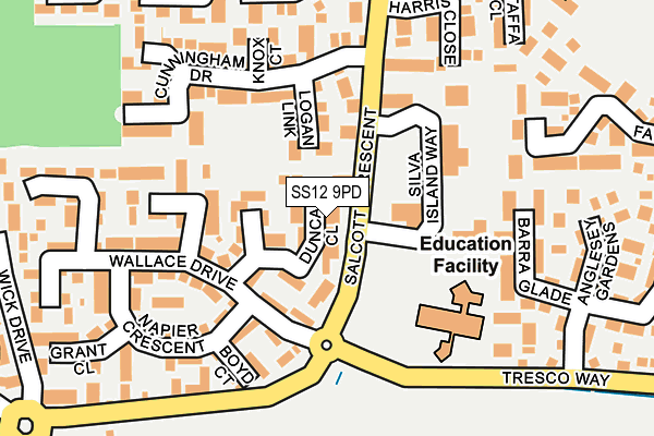 SS12 9PD map - OS OpenMap – Local (Ordnance Survey)