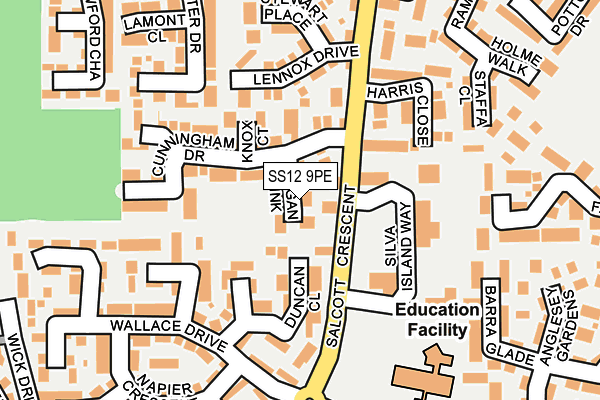 SS12 9PE map - OS OpenMap – Local (Ordnance Survey)