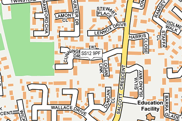 SS12 9PF map - OS OpenMap – Local (Ordnance Survey)
