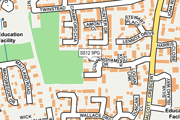 SS12 9PG map - OS OpenMap – Local (Ordnance Survey)