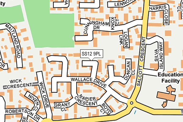 SS12 9PL map - OS OpenMap – Local (Ordnance Survey)