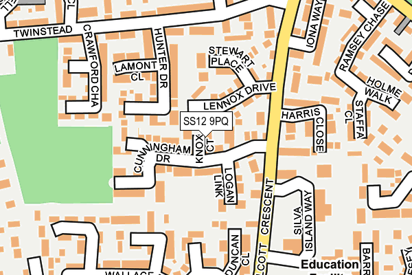 SS12 9PQ map - OS OpenMap – Local (Ordnance Survey)