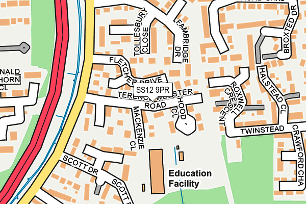 SS12 9PR map - OS OpenMap – Local (Ordnance Survey)