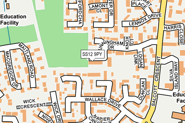 SS12 9PY map - OS OpenMap – Local (Ordnance Survey)