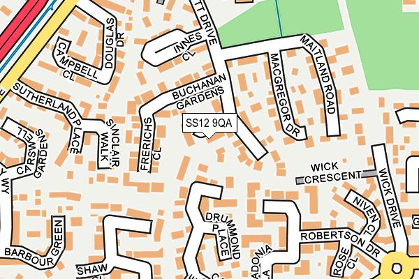 SS12 9QA map - OS OpenMap – Local (Ordnance Survey)