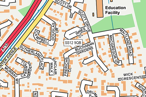 SS12 9QB map - OS OpenMap – Local (Ordnance Survey)
