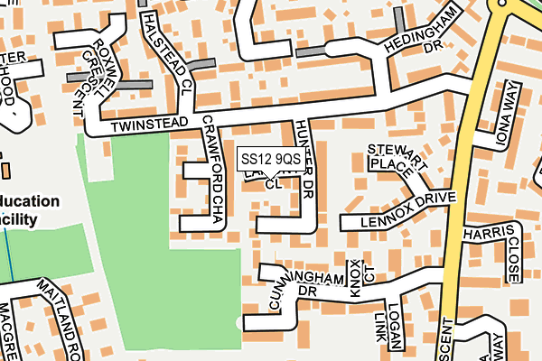 SS12 9QS map - OS OpenMap – Local (Ordnance Survey)