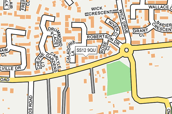 SS12 9QU map - OS OpenMap – Local (Ordnance Survey)