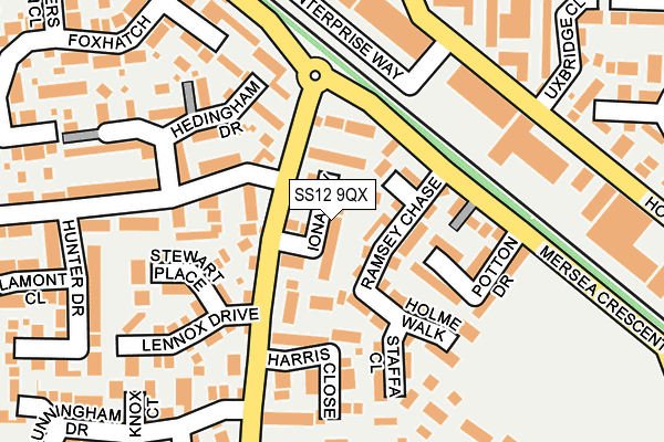 SS12 9QX map - OS OpenMap – Local (Ordnance Survey)