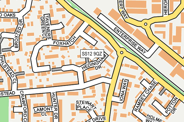 SS12 9QZ map - OS OpenMap – Local (Ordnance Survey)