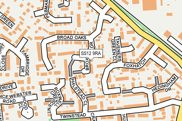 SS12 9RA map - OS OpenMap – Local (Ordnance Survey)
