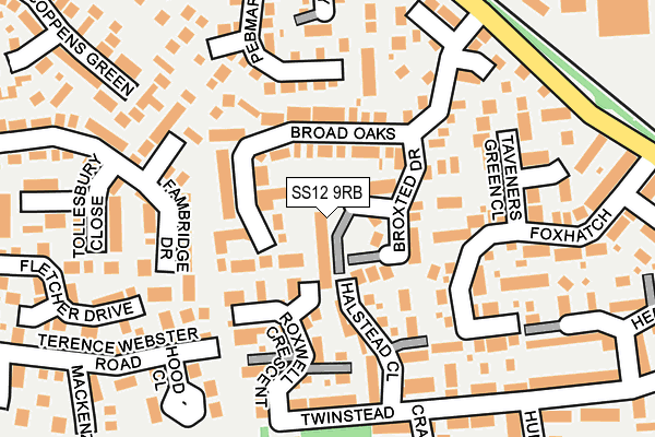 SS12 9RB map - OS OpenMap – Local (Ordnance Survey)