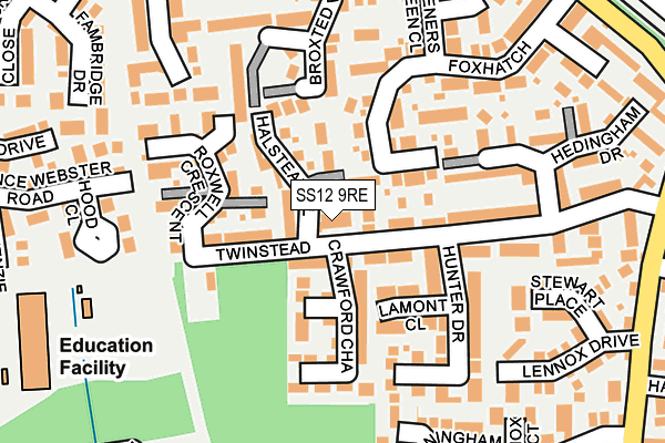SS12 9RE map - OS OpenMap – Local (Ordnance Survey)