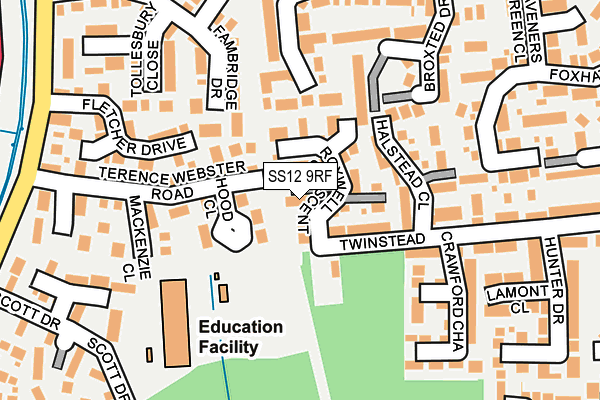 SS12 9RF map - OS OpenMap – Local (Ordnance Survey)