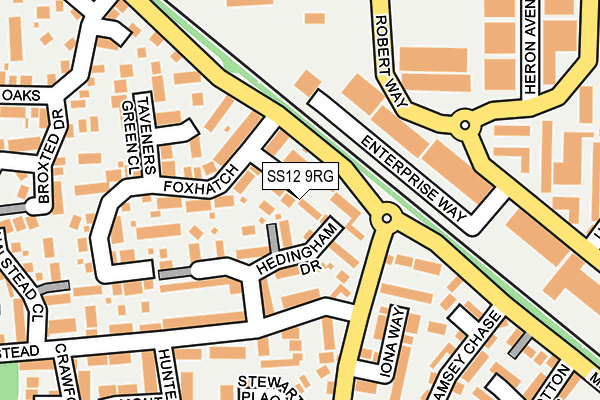 SS12 9RG map - OS OpenMap – Local (Ordnance Survey)