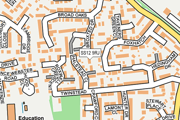 SS12 9RJ map - OS OpenMap – Local (Ordnance Survey)