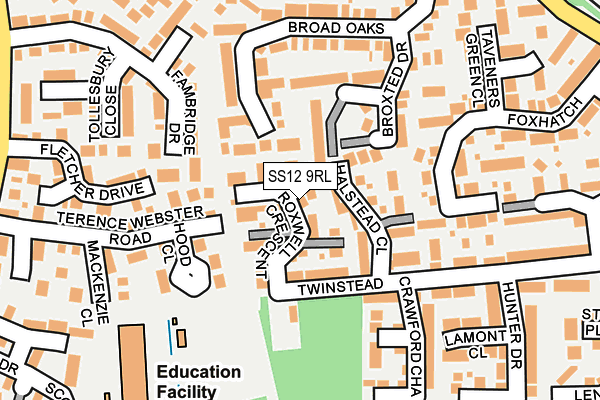 SS12 9RL map - OS OpenMap – Local (Ordnance Survey)