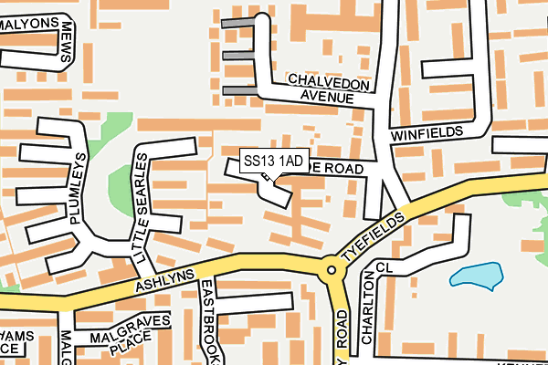 SS13 1AD map - OS OpenMap – Local (Ordnance Survey)