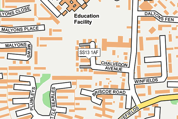 SS13 1AF map - OS OpenMap – Local (Ordnance Survey)