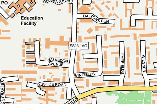 SS13 1AG map - OS OpenMap – Local (Ordnance Survey)