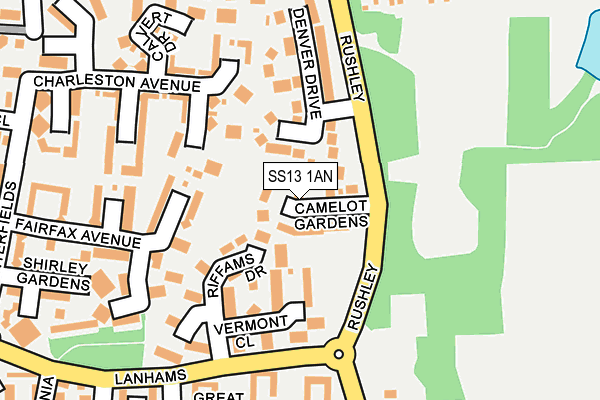 SS13 1AN map - OS OpenMap – Local (Ordnance Survey)