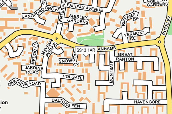 SS13 1AR map - OS OpenMap – Local (Ordnance Survey)
