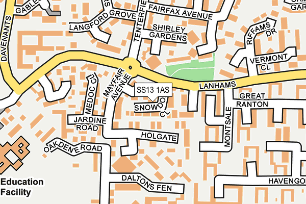 SS13 1AS map - OS OpenMap – Local (Ordnance Survey)