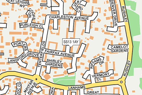 SS13 1AY map - OS OpenMap – Local (Ordnance Survey)