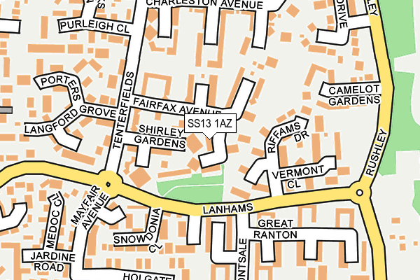 SS13 1AZ map - OS OpenMap – Local (Ordnance Survey)
