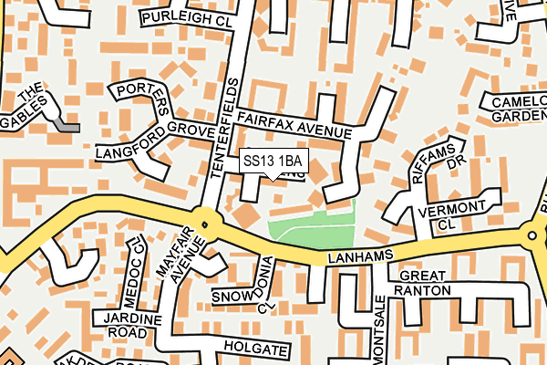 SS13 1BA map - OS OpenMap – Local (Ordnance Survey)