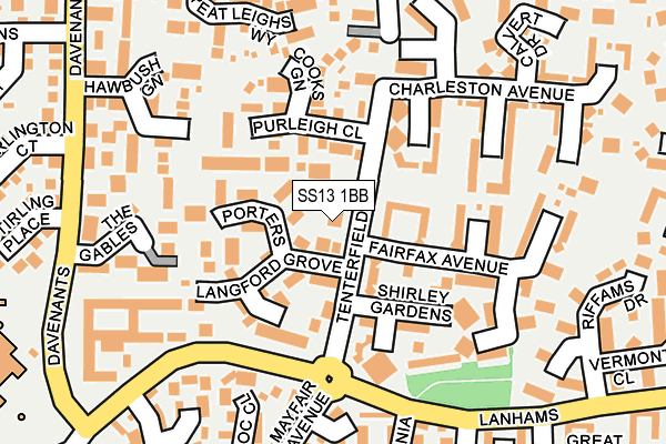 SS13 1BB map - OS OpenMap – Local (Ordnance Survey)