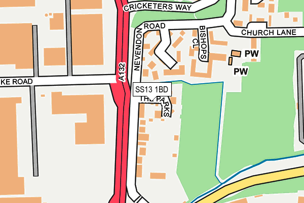 SS13 1BD map - OS OpenMap – Local (Ordnance Survey)
