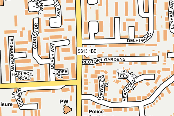 SS13 1BE map - OS OpenMap – Local (Ordnance Survey)