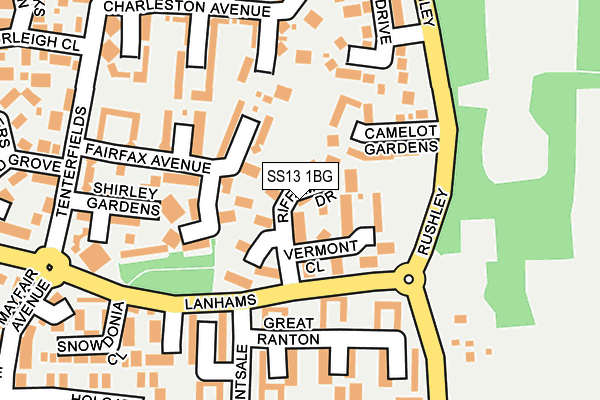 SS13 1BG map - OS OpenMap – Local (Ordnance Survey)