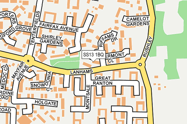 SS13 1BQ map - OS OpenMap – Local (Ordnance Survey)