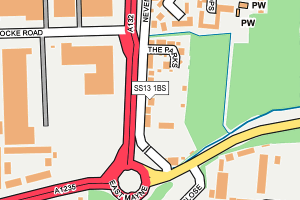 SS13 1BS map - OS OpenMap – Local (Ordnance Survey)