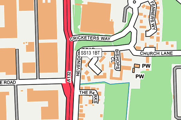 SS13 1BT map - OS OpenMap – Local (Ordnance Survey)