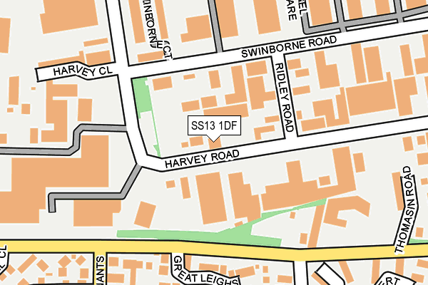 SS13 1DF map - OS OpenMap – Local (Ordnance Survey)