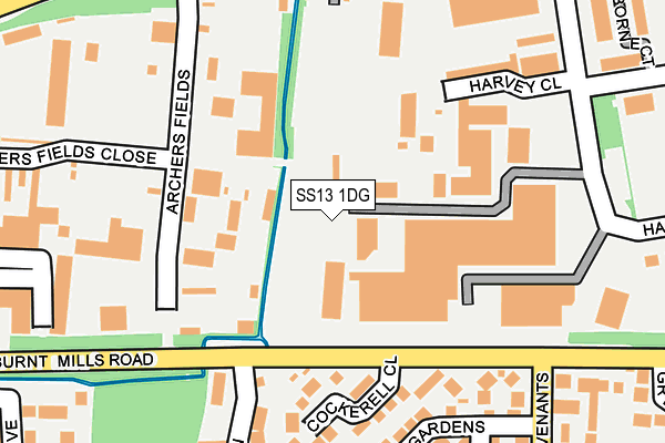 SS13 1DG map - OS OpenMap – Local (Ordnance Survey)