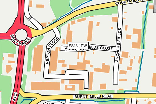 SS13 1DW map - OS OpenMap – Local (Ordnance Survey)