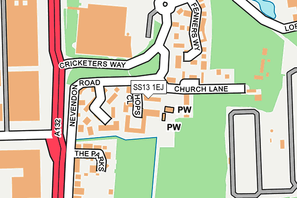 SS13 1EJ map - OS OpenMap – Local (Ordnance Survey)