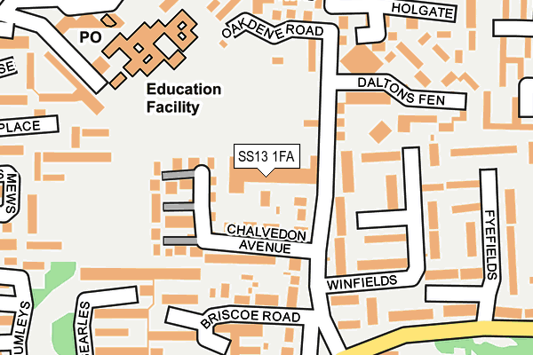 SS13 1FA map - OS OpenMap – Local (Ordnance Survey)