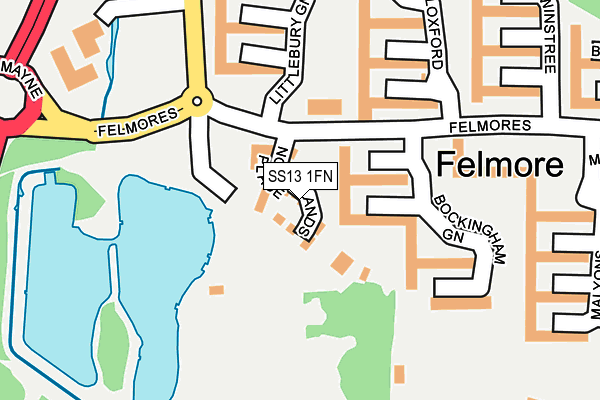 SS13 1FN map - OS OpenMap – Local (Ordnance Survey)