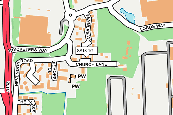 SS13 1GL map - OS OpenMap – Local (Ordnance Survey)