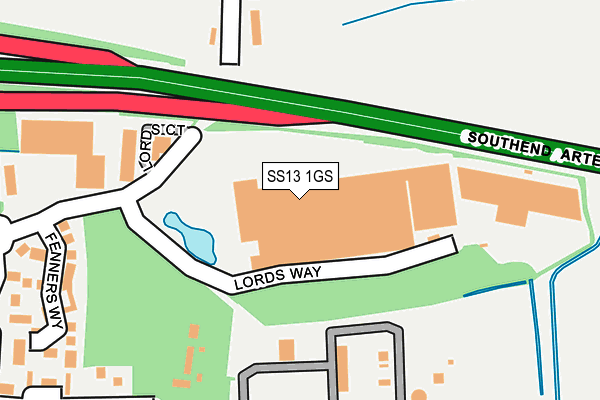 SS13 1GS map - OS OpenMap – Local (Ordnance Survey)