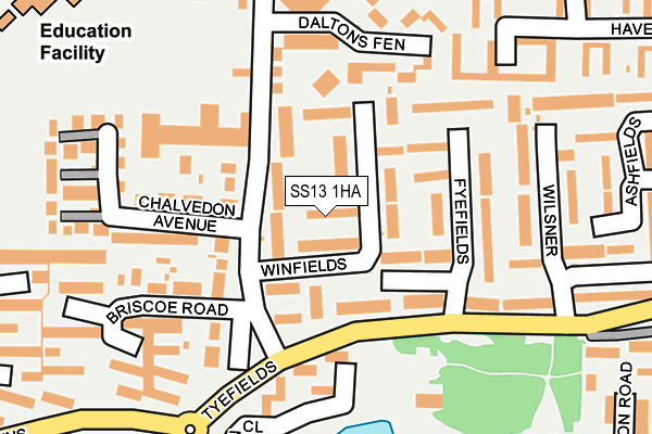 SS13 1HA map - OS OpenMap – Local (Ordnance Survey)